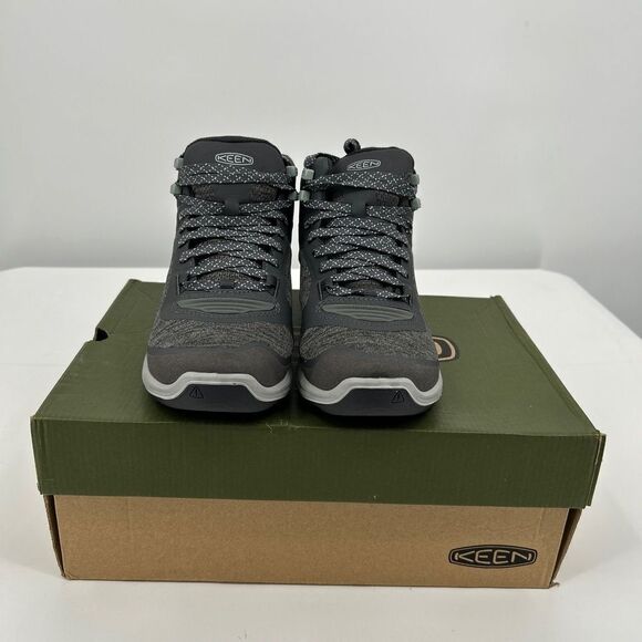 NWT KEEN Terradora Flex Mid WP Shoes Grey Lace-Up Ankle Height Hiking - Picture 2 of 9